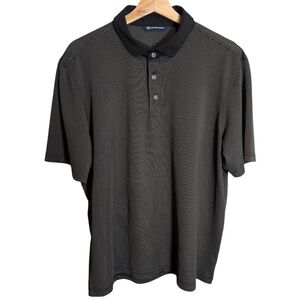 Cutter & Buck Men's Golf Polo Shirt Black Gray Striped Short Sleeve Size L